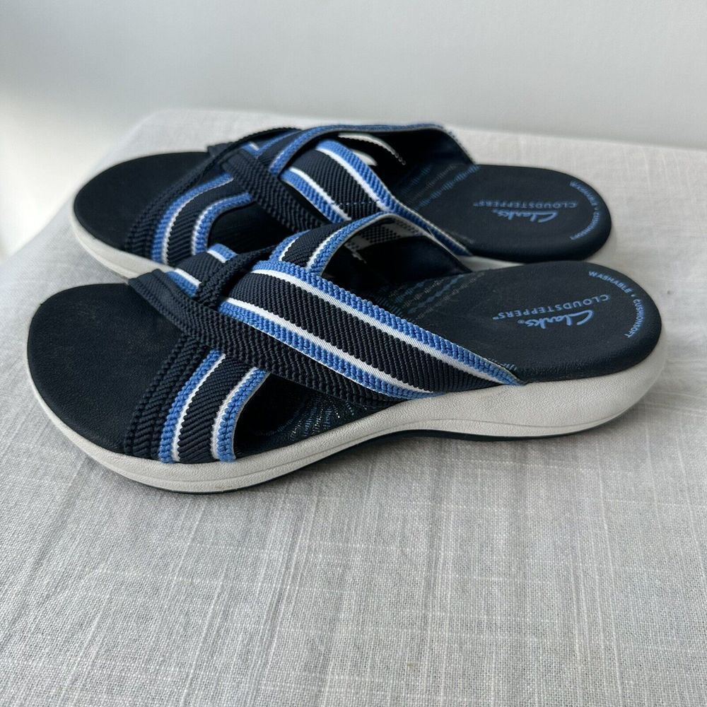 Clarks Cloudsteppers Women's Mire Isle Slide Sport Sandals US Size 6 Navy Blue - Picture 7 of 9